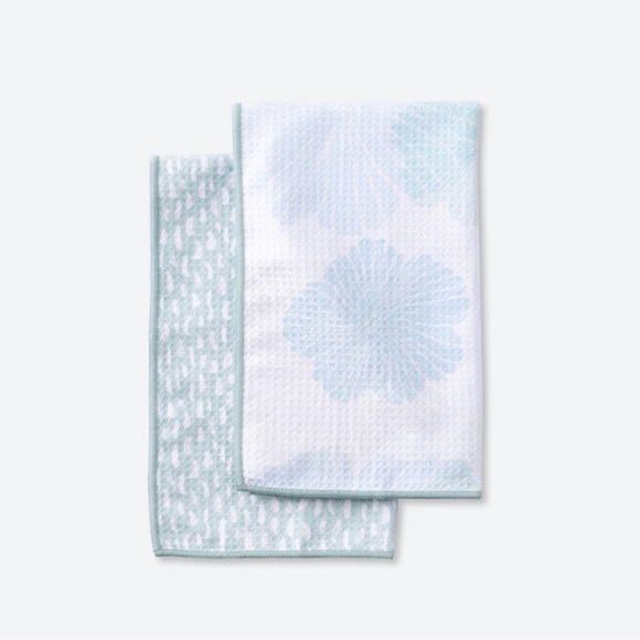 Norwex Blue and White Tea Towels NIP Soft Blossoms Brush Strokes - Picture 2 of 3